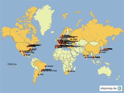 StepMap Werk Standorte Landkarte für Welt