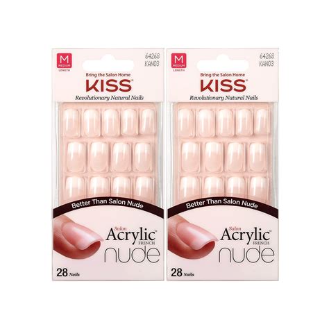 Kiss Salon Acrylic French Nude 28 Nails 2 Pack Kan03 56 Count Total