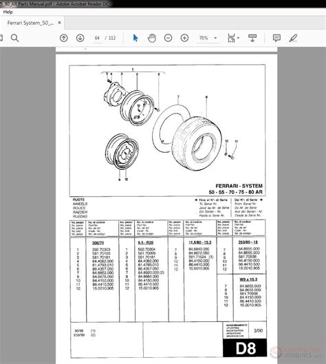 Ferrari System 50 55 70 75 80 AR Parts Manual Auto Repair Manual