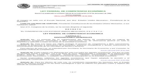 Ley Federal De Competencia EconÓmica De Competencia Economicapdf · Ley