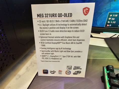 Msi Meg Urx Qd Oled Monitor Features Rgb Health Bar And Ai Tech For