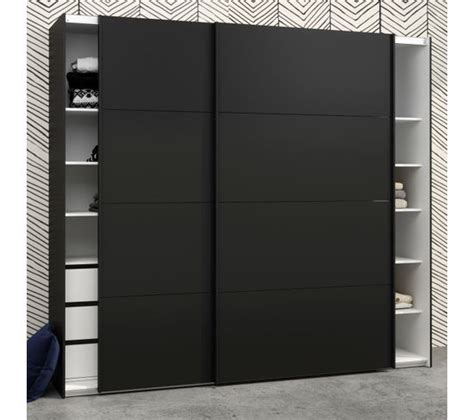 Armoire Portes Coulissantes Elegance Xl L Cm Noir Mat Armoire But