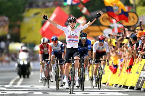 Tadej Pogacar Celebrates UAE Team Emirates Successful Tour De France