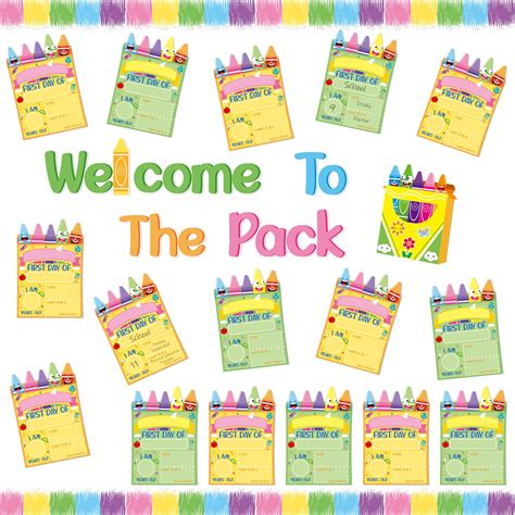 Beyumi Crayon Bulletin Board Set 68pcs Crayon First Day Of School Sign Bulletin