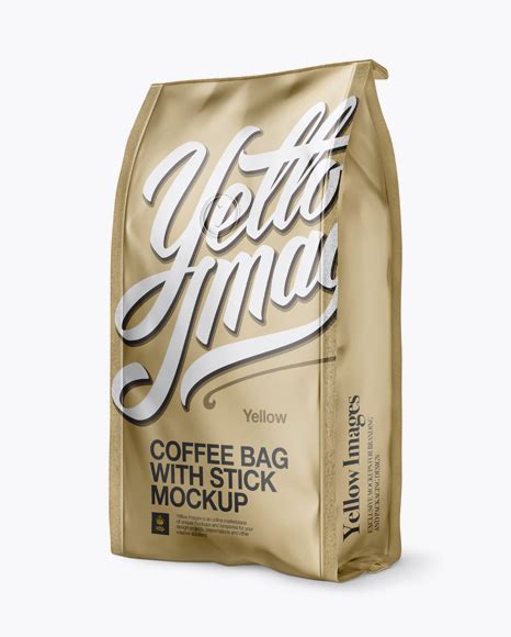 Matte Metallic Coffee Bag With Valve Mockup Half Side View Free