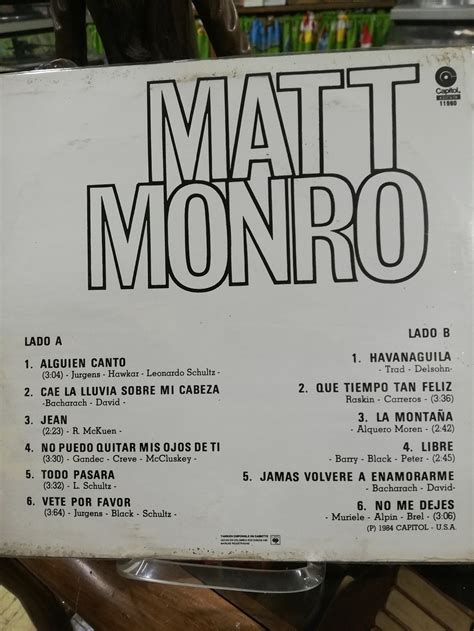 LP MATT MONRO MATT MONRO EN ESPAÑOL 11960C Libreria Atlas