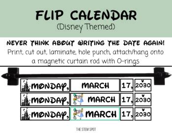 Flip Calendar 2023 - 2033 Disney by The STEM Spot | TPT