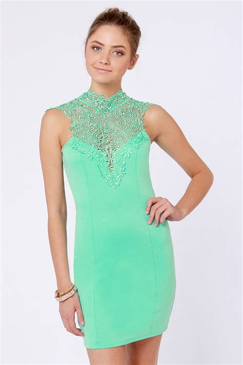 Beautiful Mint Green Dress Lace Dress Bodycon Dress 4600 Lulus
