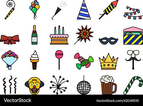 Celebration Icon Set Royalty Free Vector Image