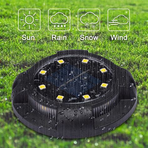 Solar Ground Lights Outdoor 12 Packs 12 Led Disk Lights Solar Powered Waterproof New In Ground