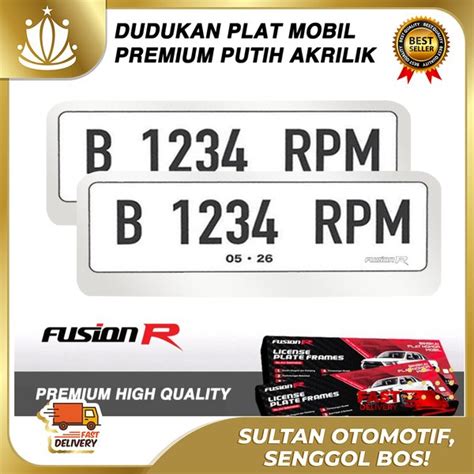 Jual Dudukan Tatakan Plat Nomor Mobil MIKA Akrilik Putih Premium Set