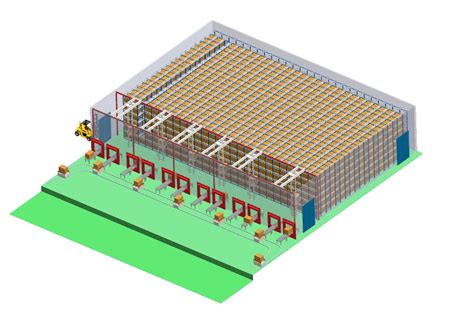 Overhead Cranes Stores Pallets On Shuttles Channel Racks