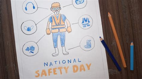 National Safety Day Poster Drawing Painting On National Safety Day