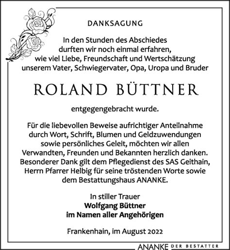 Traueranzeigen Von Roland B Ttner Trauer Anzeigen De