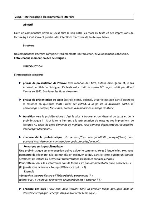 M Thodologie Du Commentaire Compos Nde M Thodologie Du