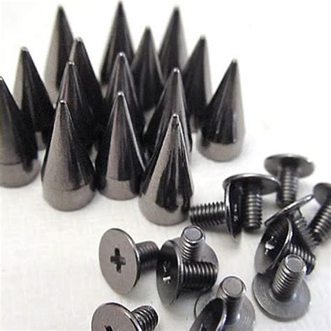 RUBYCA 30 Sets 14MM Black Gunmetal Color Bullet Cone Spike Stud Metal