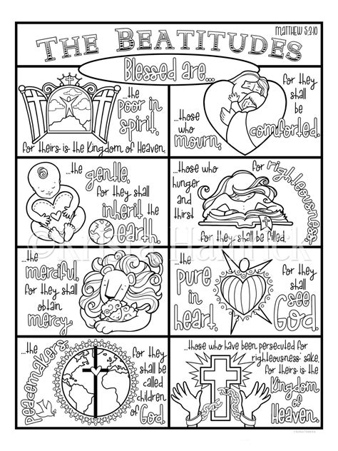 The Beatitudes Coloring Collection Includes Coloring Pages Etsy