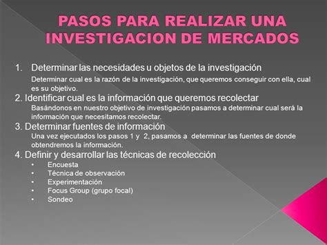 Pasos Para Realizar Una Investigacion De Mercados Ppt Video Online