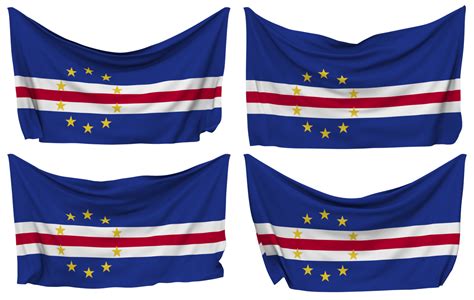 Cape Verde Cabo Verde Pinned Flag From Corners Isolated With