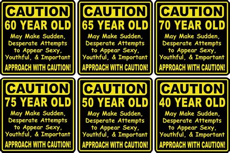 Funny Over The Hill Birthday Sign Caution Gag For 60 65 70 75 50