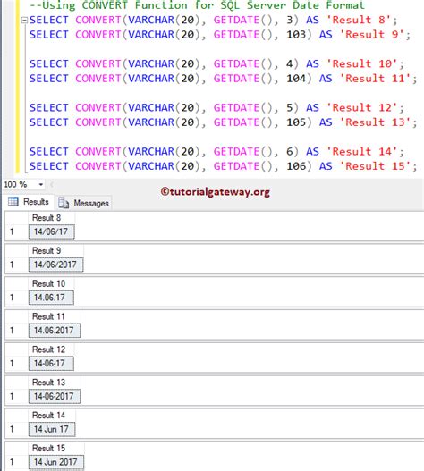 Sql Date Format Using Convert Format Functions