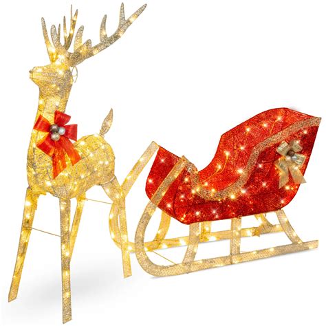 The Holiday Aisle Reindeer Sleigh Yard Lighted Display Reviews Wayfair