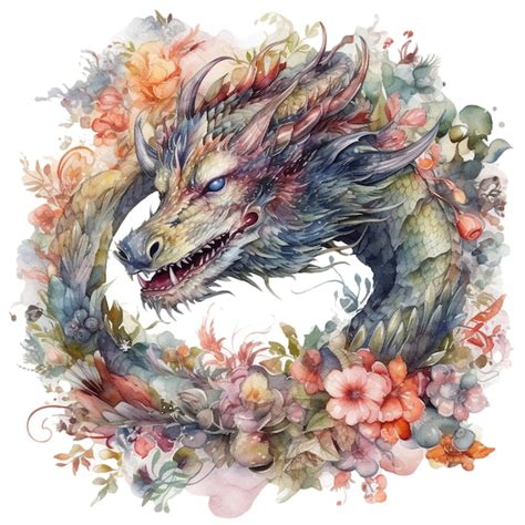 Drachen Vektor Clipart Aquarell Premium Vektor