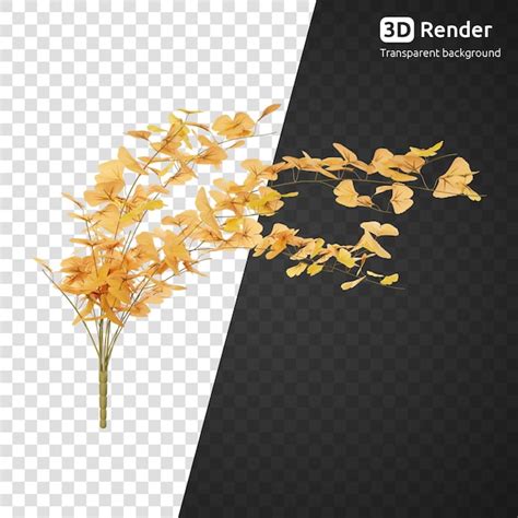 Ramo de folhas amarelas renderização 3d isolada PSD Premium