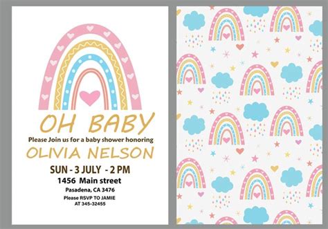 Plantilla de tarjeta de invitación de baby shower con patrones sin