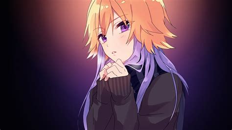 Hd Wallpaper Anime Anime Girls Short Hair Blonde Purple Eyes Asuka Ninomiya Wallpaper Flare