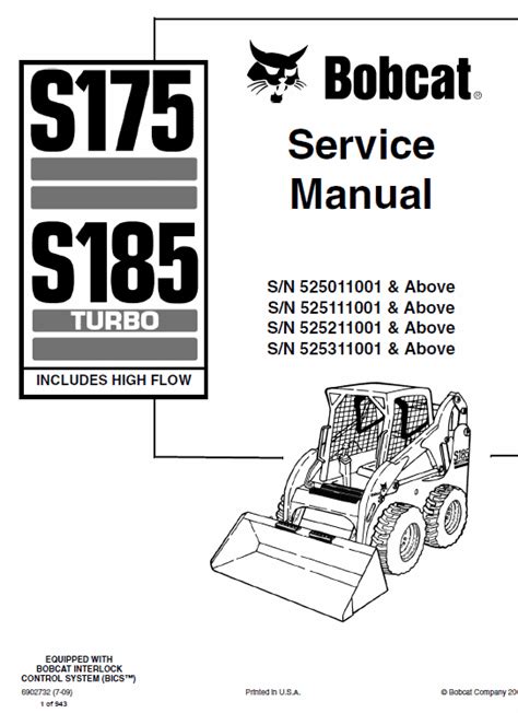 Bobcat S175 and S185 Skid-Steer Loader Service Manual