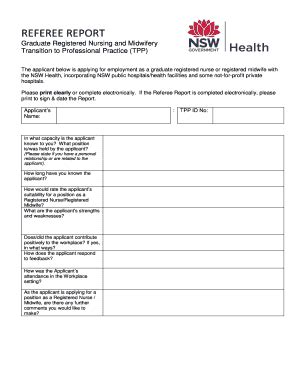 Fillable Online Nnswlhd Health Nsw Gov Referee Report Northern Nsw