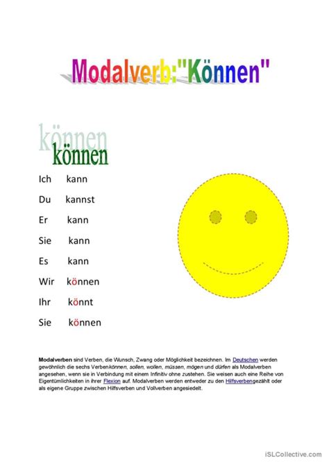 Modalverb könne Deutsch DAF Arbeitsblätter pdf doc