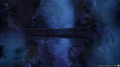 Dark Forest River Crossing [animated Battlemap] [32x18] [120px Per Square] [gridless] [3d