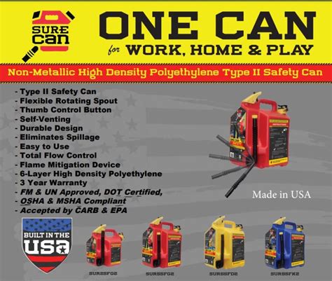 Surecan Gal Safety Gas Can Type Ii Sur Sfg Acme Tools