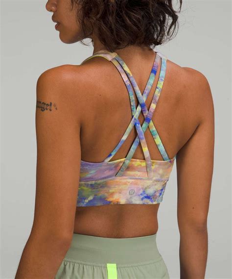 Lululemon Energy High Neck Longline Tough Bra Medium Support B D Cups Altered Nature Multi