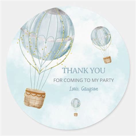 Hot Air Balloon Thank You Party Sticker Zazzle Thank You Party Balloons Air Balloon