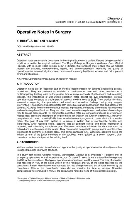 Pdf Operative Notes In Surgery