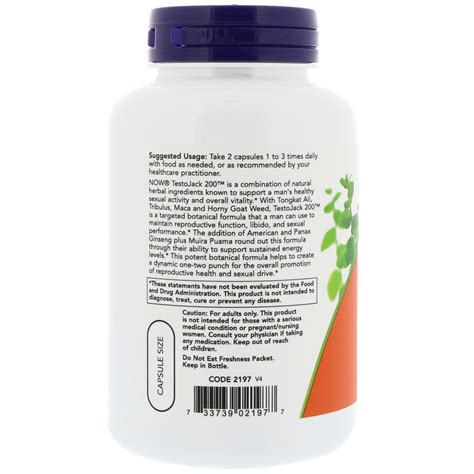 TestoJack 200 Veg Capsules Dietary Supplement - 120 Count | Stayjuve