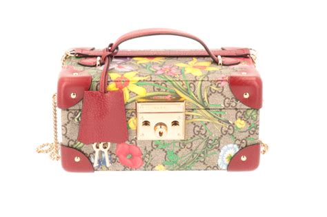 Gucci Padlock Schmuckschatulle Gg Supreme Canvas Und Flora Rot Leder