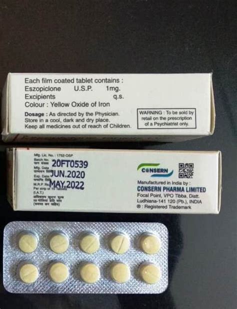 Eszopiclone 2mg Tablets Non Prescription Treatment Anti Anxiety At