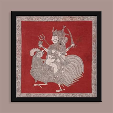 Baochar Mata Ni Pachedi Natural Colour On Cotton Cloth Square So