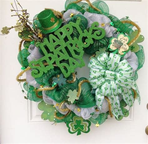 St Patrick Decorations Deco Mesh St Patrick Mesh Wreath St Patrick