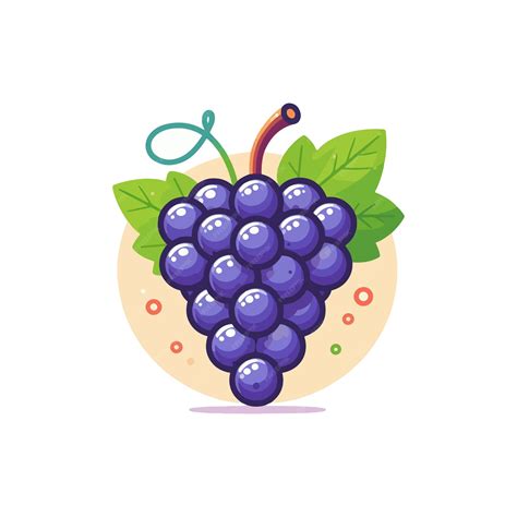 Vector De Frutas De Uva Ilustración De Dibujos Animados De Estilo Plano Vector Premium