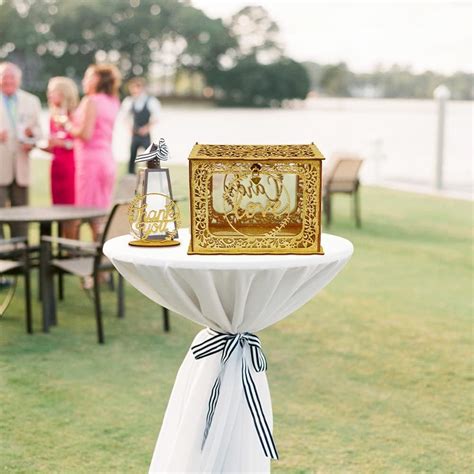 Ourwarm Gold Wedding Card Box With Lock Glittery Wooden T Card Box Money Holder With String