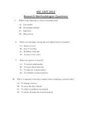 Research Methodologies Multiple Choice Questions For HSC CAFS Course Hero