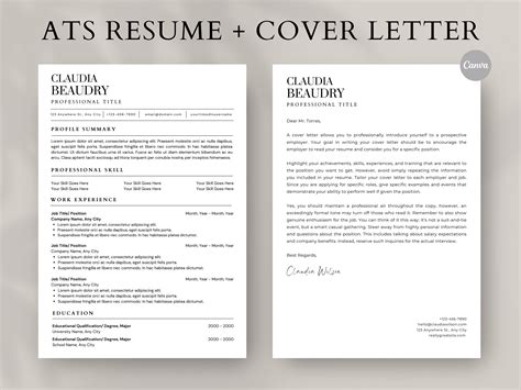 Ats Friendly Resume And Cover Letter Template Ats Compatible Resume Professional Ats Optimized