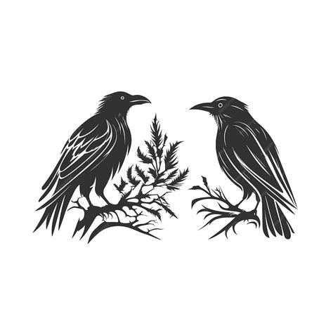 Premium Vector Black And White Hand Drawn Crow Outline Illustrations