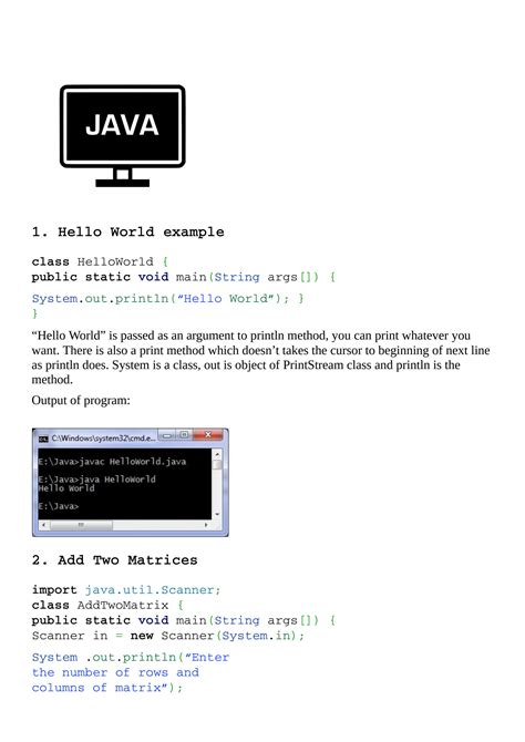 Solution 100 Java Programming Examples With Output In English For