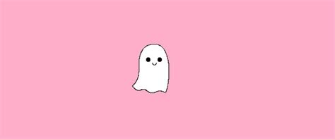 A Ghost Floating In The Air On A Pink Background